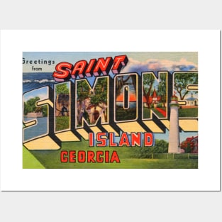 Greetings from Saint Simons Island, Georgia - Vintage Large Letter Postcard Posters and Art